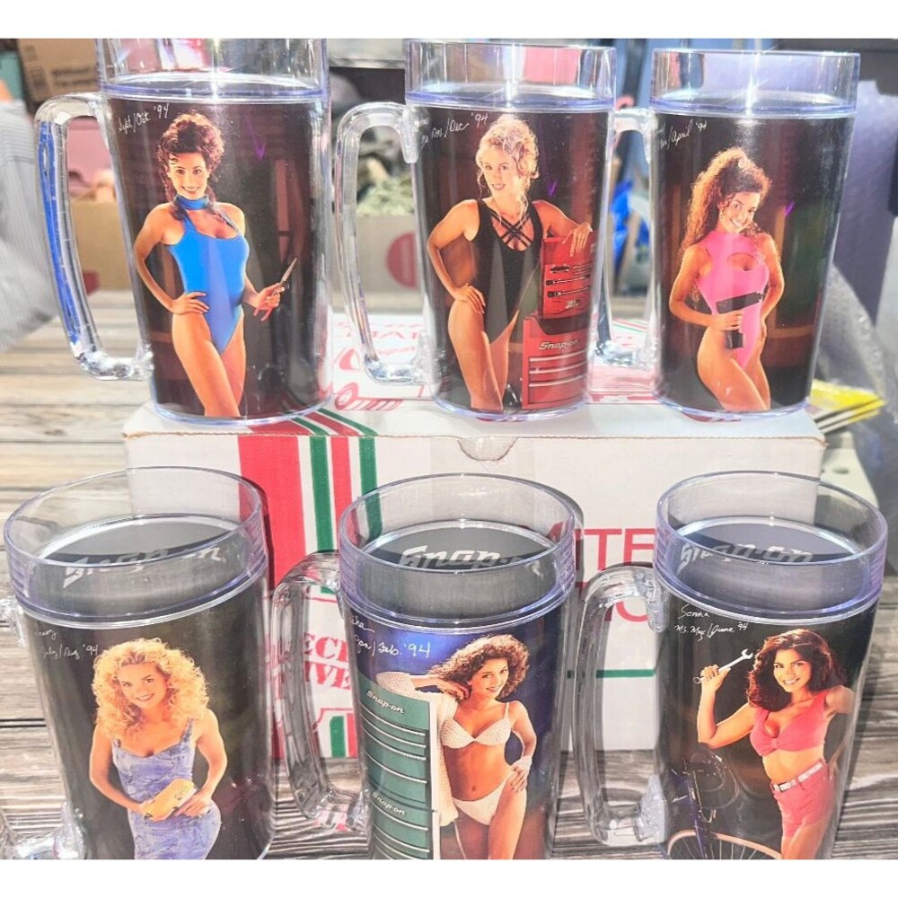 1994 Snap-on Holiday Mugs Set of 6 Holiday Gift Box Limited Edition